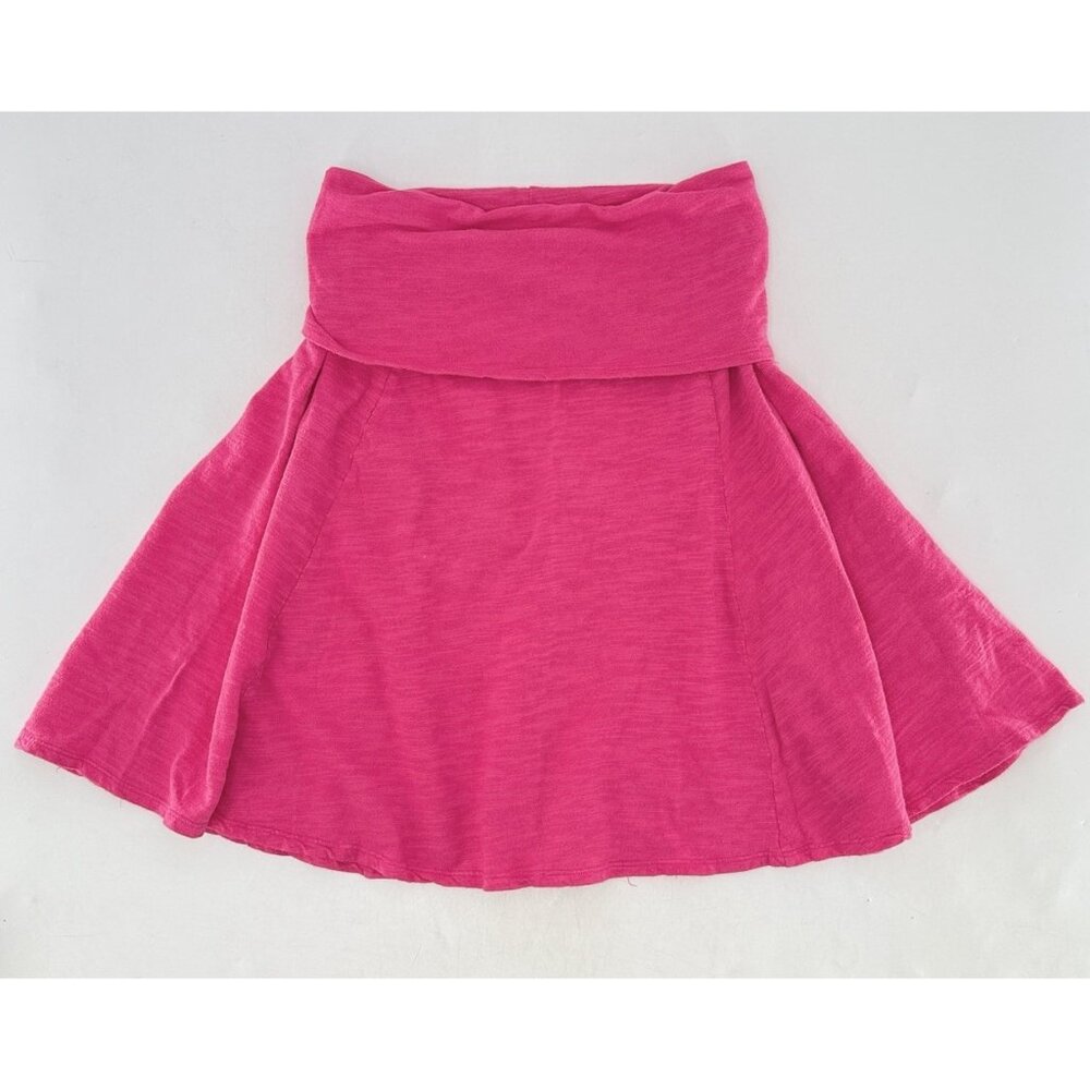 Lands' End Bright Pink Fold Over Pull On Flare Skirt Sz XS 2-4 Preppy Summer